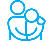 Blue icon of two people embracing