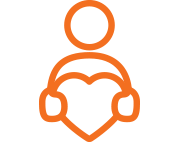 Orange icon of a person holding a heart