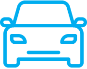 Blue icon of the front of a car
